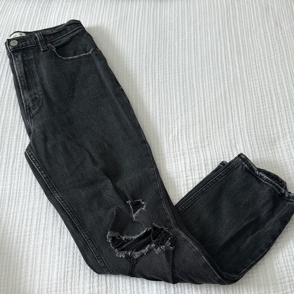 Abercrombie & Fitch Black Boyfriend Jeans with Distressed Knees
